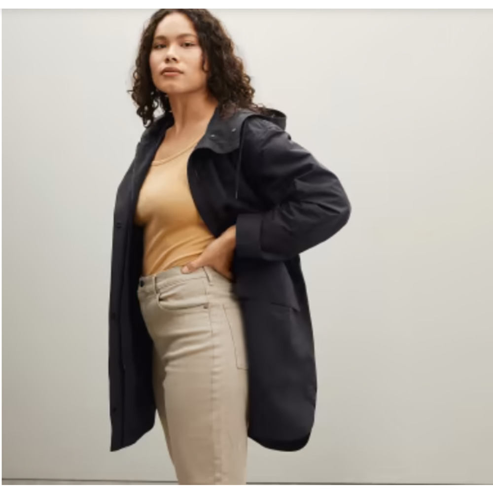 Everlane Womens The ReNew Anorak Rain Coat Large Black